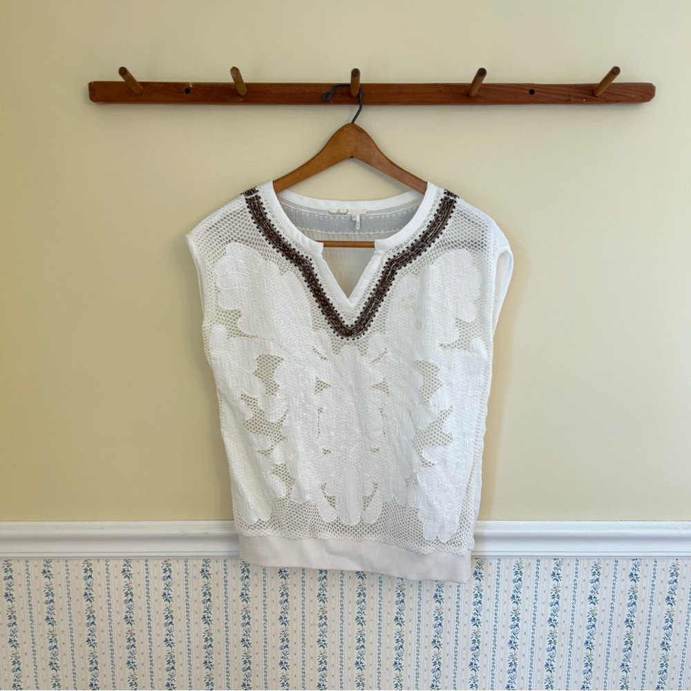 Floreat Embellished Vest Blouse Top